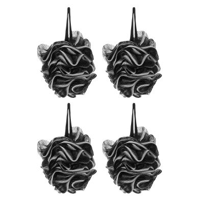 Alipis 4Pcs Large Black Bath Loofah Exfoliating Shower Sponges for Men Household Bath Accessory Deep Cleansing Body Scrubber for Soft Skin and Stress Relief