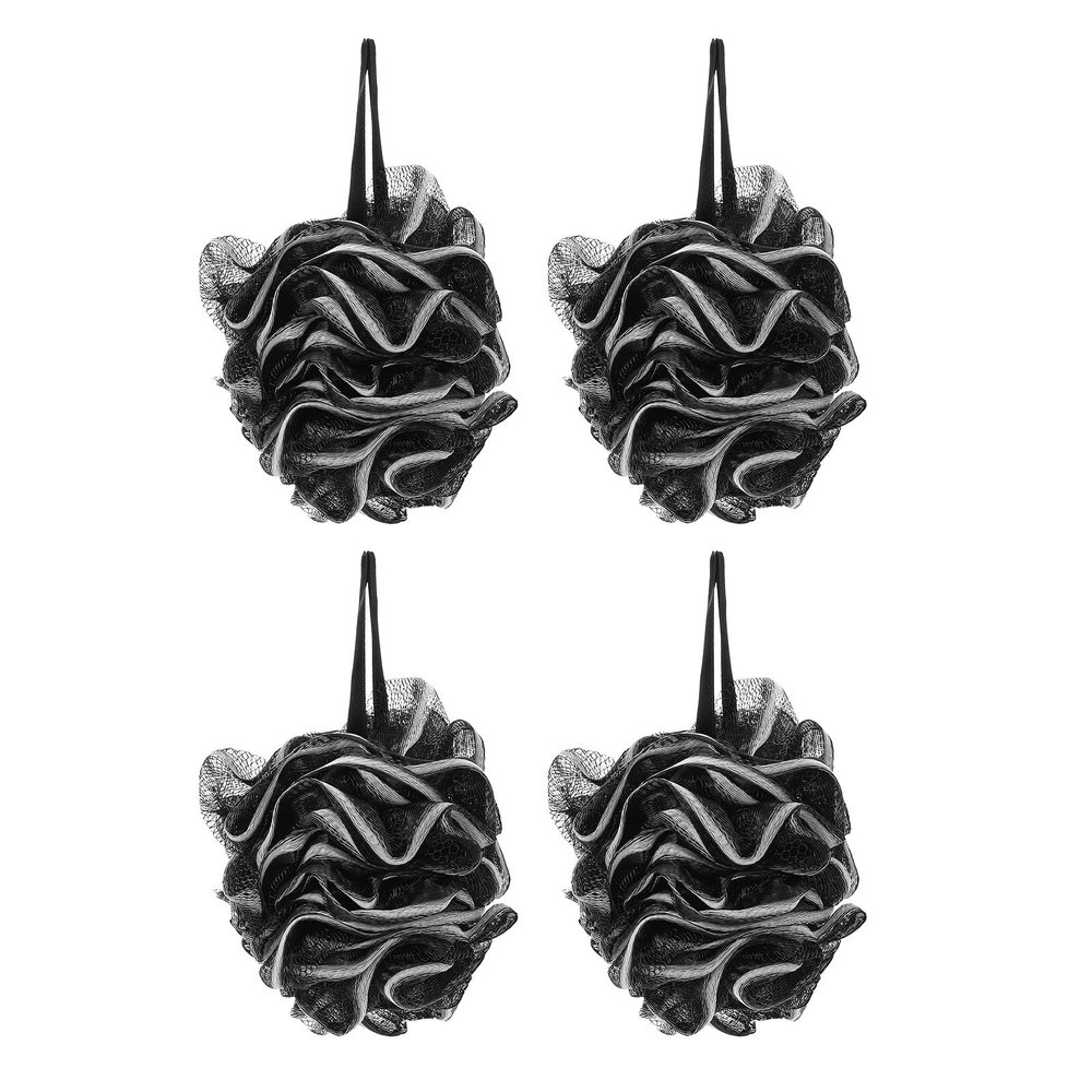 Alipis 4Pcs Large Black Bath Loofah Exfoliating Shower Sponges for Men Household Bath Accessory Deep Cleansing Body Scrubber for Soft Skin and Stress Relief