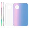 2 Set Acrylic Cosmetic Makeup Palette, Makeup Mixing Tray with Makeup Spatula for Cream Liquid Foundation Eye Shadow Lipsticks Nail Art Beauty Salon (Iridescent and Transparent) view 1