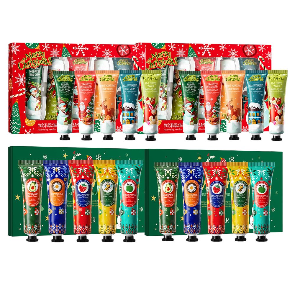 4 Boxes Christmas Hand Cream Gift Set for Women & Teens, 20 Travel Size Moisturizing Lotions for Dry Skin, Ideal Stocking Stuffers & Party Favors