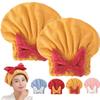 Asnearby New Super Absorbent Hair Towel Wrap for Wet Hair, Microfiber Bow Tie Hair Towel Wrap, Super Absorbent Hair Towel for Long Wet Plopping Towel Curly Hair Head Towels (2pcs*Yellow) view 1