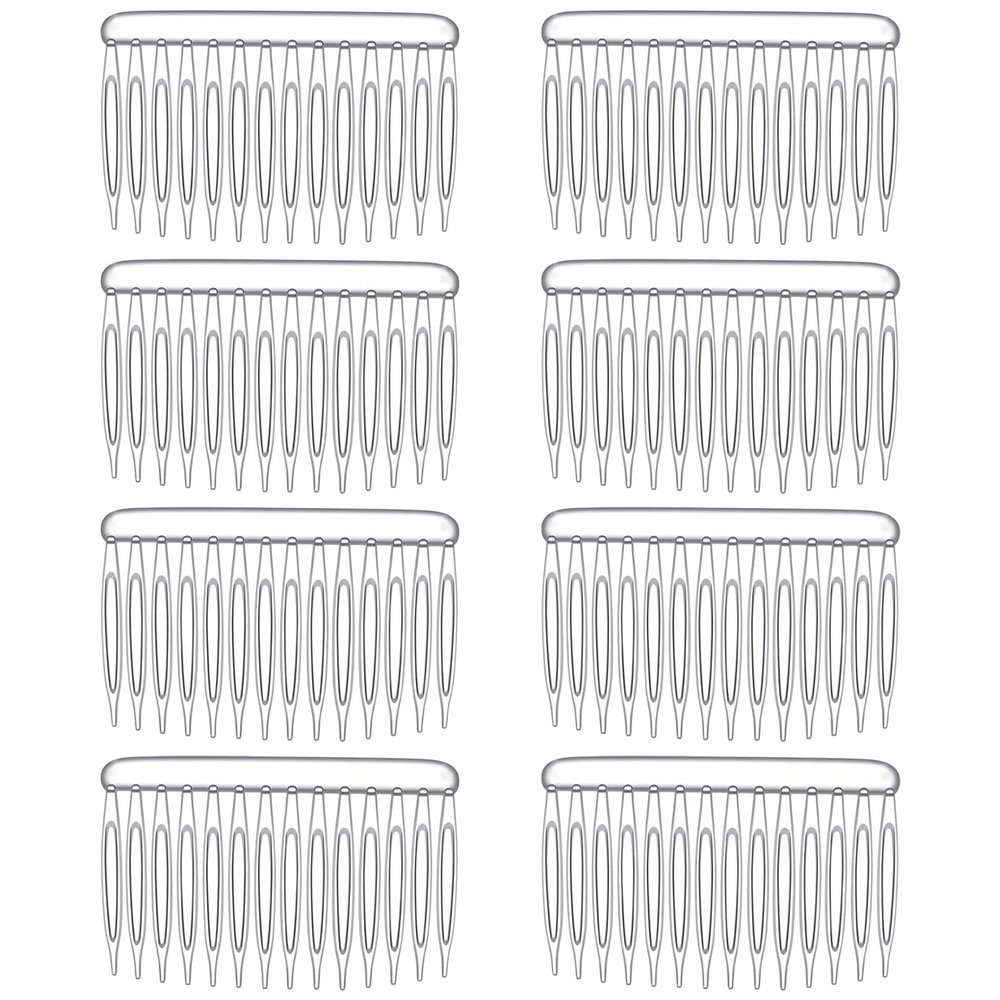 8pcs Clear Hair Combs for Women Hair Comb Clips Plastic French Side Comb 14 Teeth Bridal Veil Combs Vintage Twist Bun Hairs Clips for Women Bridal Wedding Veil