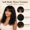 ManeMajesty 18 Inch Natural Wave Wig with Bangs Human Hair Natural Color view 2