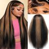 KUKIM 30 Inch Ombre Straight Wigs Human Hair 13x6 HD Transparent Lace Front Wigs Human Hair Pre Plucked 200 Density Highlight Real frontal Wig Can Last 6-9 Months Tangle-Free Natural Black for Women view 1