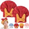 Asnearby New Super Absorbent Hair Towel Wrap for Wet Hair, Microfiber Bow Tie Hair Towel Wrap, Super Absorbent Hair Towel for Long Wet Plopping Towel Curly Hair Head Towels (2pcs*Red) view 1