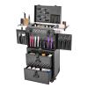 GUEYYSAN Rolling Lockable Makeup Train Case, Multi-layer Hair Care Trolley Box Professional Hairstylist Tool Portable Rolling Case for Nail Artists Beauticians Black view 2