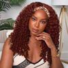 Punmasa 18 Inches Headband Wig Human Hair Deep Wave Reddish Brown None Lace Front Wig Machine Made Brazilian Virgin Glueless Wear and Go Curly Headband Half Wigs for Black Women view 1