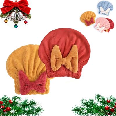 2026 New Super Absorbent Hair Towel Wrap for Wet Hair, Microfiber Quick-Drying Hair Turban with Soft Bow Tie, Frizz-Free Coral Fleece Thickened Hair Drying Caps for Women (C)