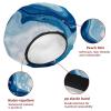 2 PCS Bathing Shower Cap Blue and White Abstract Marble Elastic Adjustable Hair Bath Caps for Women Girl with Hair Scrunchy view 4
