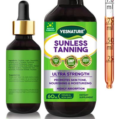 Tanning Drops to Drink, Sunless Tanning Drops To Drink, Moisturizing Tanner for Face and Body, 2.01 Fl Oz