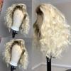 oulaer Short Bob 613 Blonde Ombre Body Wave Lace Front Wigs Human Hair For Women Black Roots HD Transparent Lace Frontal Wigs Pre Plucked Natural Hairline 150% Density 16Inch view 1