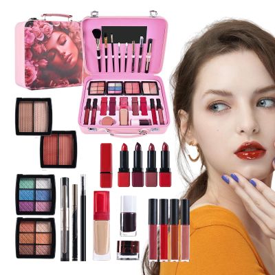 Beginner Makeup Kit,Portable Cosmetic Palette,Waterproof Makeup Starter Kit for Beginners - for Ladies, Mothers, Girlfriends, Stage Performance