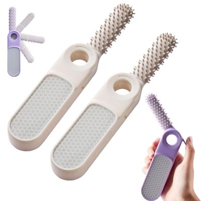 2-in-1 Foldable Foot File with Toe Gap Cleaner, Portable Silicone Exfoliating Brush Set, 2026 New Foldable Foot File (Beige*2)