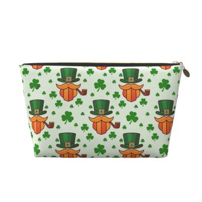Rmqsyhfz St. Patrick's Day Bags for Women Men Irish Shamrock Cosmetic Bag with Zipper Makeup Bags Travel Toiletry Bag
