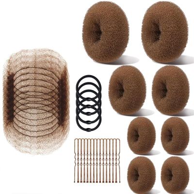 arzgul 1 Set Nylon Hair Styling Tool For Messy Buns Top Knots Secure Updos Styling Gentle Fit Most Hair Types(Coffee color)