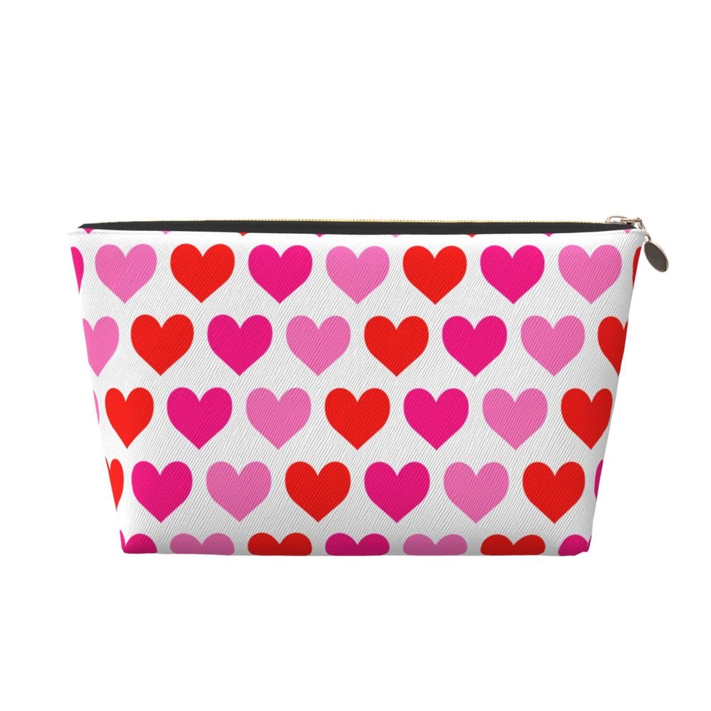 ASYG Cute Valentine Red Hearts Travel Makeup Bag Cosmetic Bag Small Pouch Purse Bags for Women Men