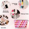ASYG Cute Valentine Red Hearts Travel Makeup Bag Cosmetic Bag Small Pouch Purse Bags for Women Men view 3
