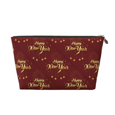 Rmqsyhfz Happy New Year Bags for Women Men Xmas New Year Travel Makeup Bag Cosmetic Bags Portable Toiletry Bag