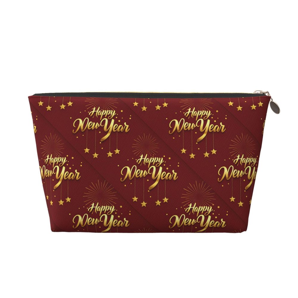Rmqsyhfz Happy New Year Bags for Women Men Xmas New Year Travel Makeup Bag Cosmetic Bags Portable Toiletry Bag