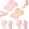 4 Pairs Silicone Socks and Silicone Gloves, Soft Elastic Foot Socks, Reusable Foot Moisturizing, for Dry Cracked Feet Women view 2