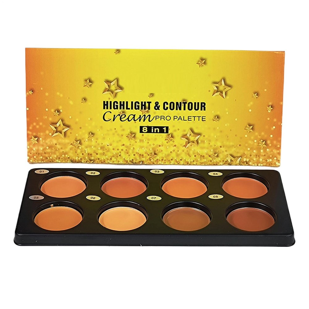 Cream Contour Palette | 8-Shade Full Coverage Waterproof Face Makeup,Facial Contour Palette,for Home Dorm Travel Hotel Apartment School