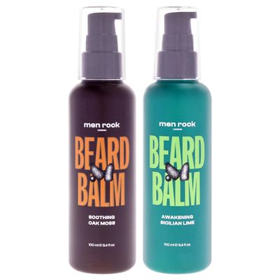Beard Balm Kit by Men Rock for Men - 2 Pc Kit 3.4oz each -Sicilian Lime, Oak Moss