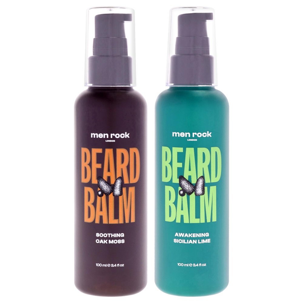 Beard Balm Kit by Men Rock for Men - 2 Pc Kit 3.4oz each -Sicilian Lime, Oak Moss