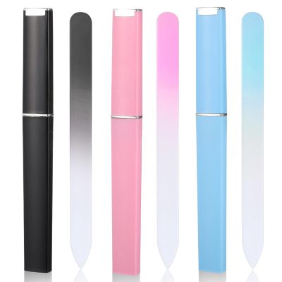 3 Pack Glass Nail Files with Case, Crystal Fingernail File for Women, Double-Sided Glass Files for Natural, Pedicure, Artificial, Fake Nails