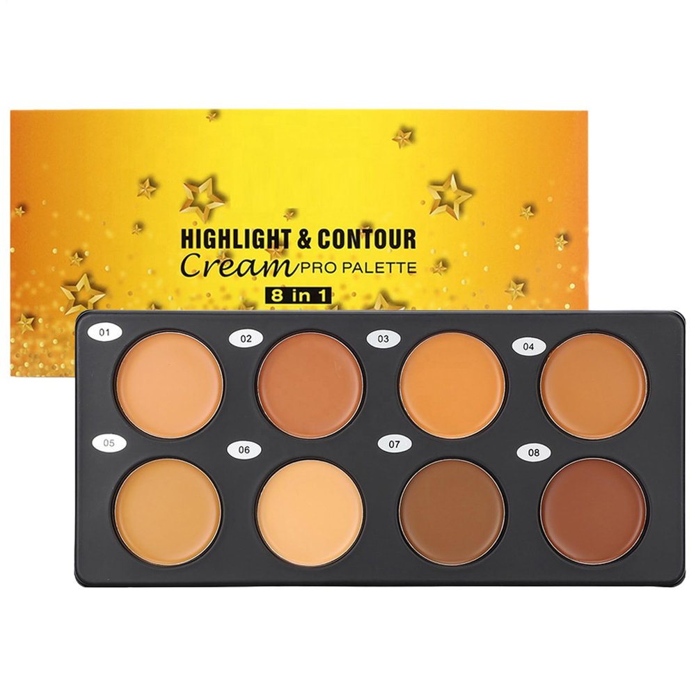 Cream Contour Palette - 8-Shade Long-Wearing Smudge Proof Face Makeup,Contouring Palette | for Home Dorm Travel Hotel Apartment School