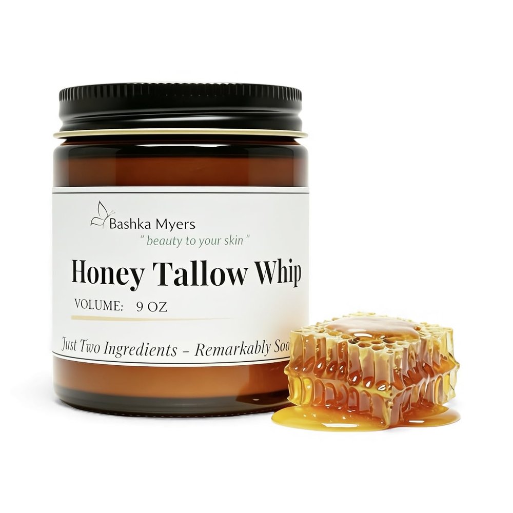Bashka Myers 9 oz Honey Tallow Whip  2-Ingredient Moisturizer | Grass-Fed & Grass-Finished Beef Tallow and Raw Organic Honey | Ultra-Nourishing Face & Body Cream | Handcrafted Natural Skincare