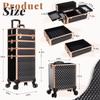 AROUS Rolling Makeup Train Case 4 in 1 Cosmetology Case on Wheels Large Storage Cosmetic Trolley with Key Salon Barber Case Traveling Cart Trunk,Black&Gold view 3