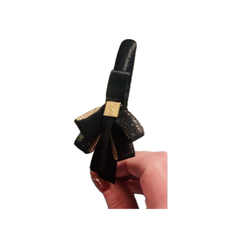 Repurposed Ys Elegant Black Bow Headband with Gold Accent, Decorative Hair Accessory for Women, Classic Fashion Design