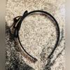 Repurposed Ys Elegant Black Bow Headband with Gold Accent, Decorative Hair Accessory for Women, Classic Fashion Design view 3