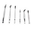 6Pcs Set Stainless Steel Tweezers Rubber Wrapped Head Multifunctional False Eyelash Tweezers for Makeup Application and Stamp Collection view 1
