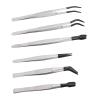 6Pcs Set Stainless Steel Tweezers Rubber Wrapped Head Multifunctional False Eyelash Tweezers for Makeup Application and Stamp Collection view 3