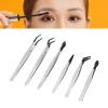 6Pcs Set Stainless Steel Tweezers Rubber Wrapped Head Multifunctional False Eyelash Tweezers for Makeup Application and Stamp Collection view 4