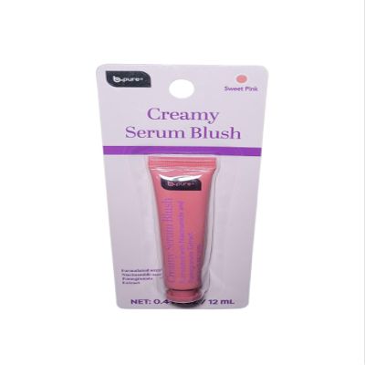 B.pure Creamy Serum Blush in Sweet Pink, Niacinamide and Pomegranate Extract Formula, 0.4 oz/12 ml