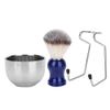 3Pcs Beard Shaving Brush Set, Stainless Steel Beard Shaving Kit, Premium Beard Brush Bowl Stand Set with Non Slip Base, Large Capacity Bowl for Shaving Soap, Durable 304 Stainless view 1