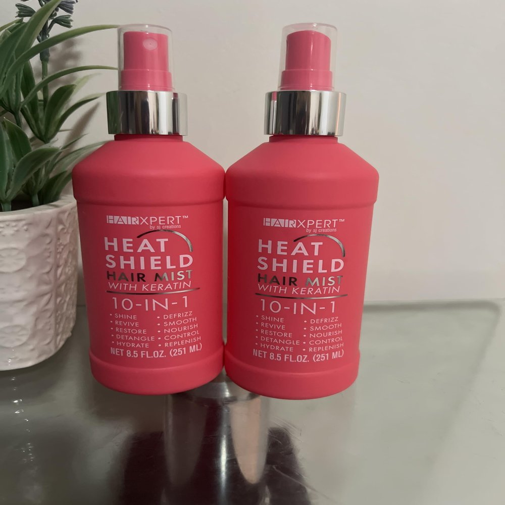 Heat Shield Heat Protectant Spray, Pink Color, Professional Hair Care Formula, 8.5 FL OZ 2 pack