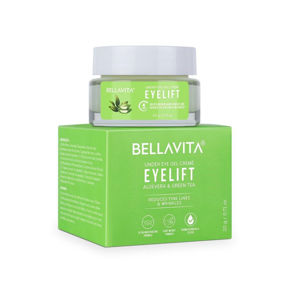 Be.lla Vita Organic EyeLift Hydrating Natural Under Eye Cream Gel for Dark Circles, Puffy Eyes, Wrinkles & Removal of Fine Lines for Women & Men, 20 gm