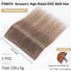 Butterfly Weft Hair Extensions Human Hair Invisible Genius Weft PU Hole Remy #P2C/8C Ash Brown with Platinum Blonde Highlights 18Inch 100g 2Pcs Double Sided Daily Style view 2