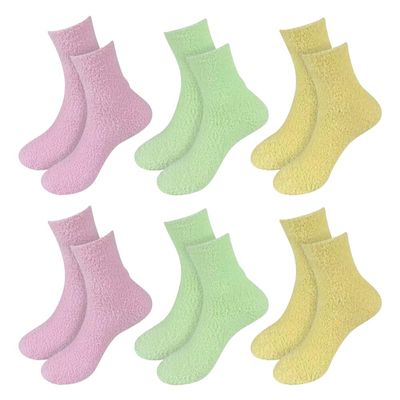 6 Pairs Aloe Moisturizing Spa Socks Soft Fuzzy Sleeping Socks Fluffy Winter Warm Slipper Socks Foot Care Lotion Socks for Women