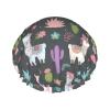 Women's Fast Dry Hair Turban Cap, Cartoon Llama Alpaca Seamless, Ultra Absorbent Anti Frizz Microfiber Shower Towel for Wet Curly Hair view 2