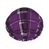 Waterproof Turban Shower Cap for Women, Purple And Black Tartan Plaid Scottish Pattern, Reusable Hair Cover with Elastic Trim for Bathing, Home Hotel & Spa Use view 2