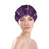 Waterproof Turban Shower Cap for Women, Purple And Black Tartan Plaid Scottish Pattern, Reusable Hair Cover with Elastic Trim for Bathing, Home Hotel & Spa Use view 3