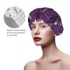 Waterproof Turban Shower Cap for Women, Purple And Black Tartan Plaid Scottish Pattern, Reusable Hair Cover with Elastic Trim for Bathing, Home Hotel & Spa Use view 4