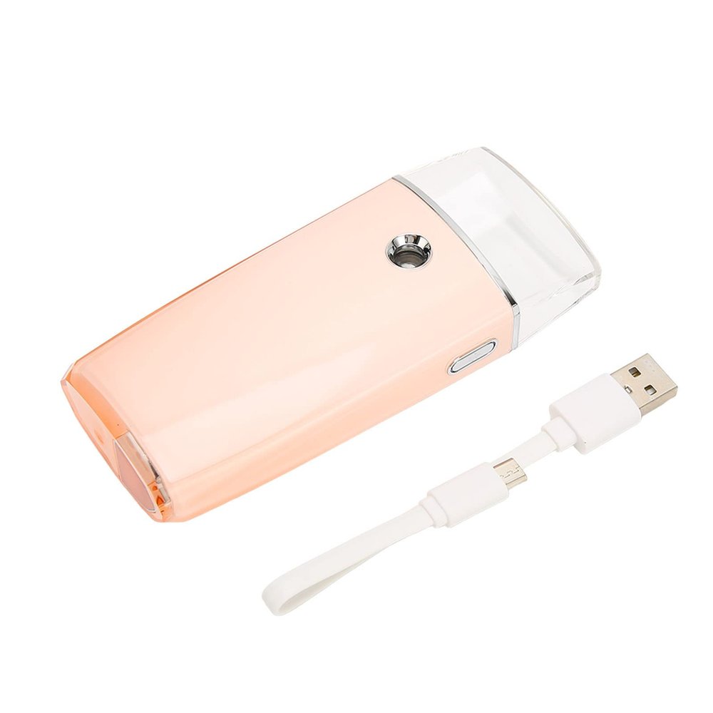 Facial Mist Sprayer Nano Moisturizing Handheld Mini 18ml Water Tank USB Beauty Mister Pink for Daily Makeup Hydration Skincare