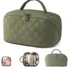 2026 Travel Makeup Bag for Women  180 Lay-Flat Puffy Cosmetic Organizer with 5 Compartments, Water-Resistant & Machine Washable Makeup Case,Puffy Padded Organizer for Toiletries,Ideal Gifts for Her view 1