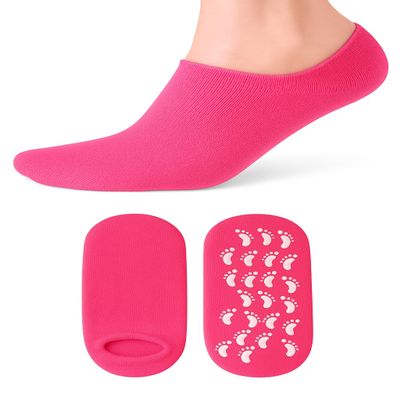 AKRILANE Moisturizing Socks for Women, Spa Gel Socks for Dry Cracked Feet, Softening Rough Feet Gel Lined Infused Lotion Spa Socks (Dark Pink, 1 Pair)