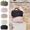 2026 Travel Makeup Bag for Women  180 Lay-Flat Waterproof Cosmetic Organizer with 5 Compartments & Handle, Puffy Padded Machine Washable Toiletry Case for Full-Size Bottles (Khaki) view 2